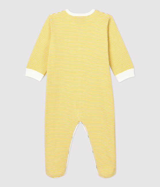 Baby Girls' Yellow Pinstriped Organic Cotton Sleepsuit OCRE yellow/MARSHMALLOW white